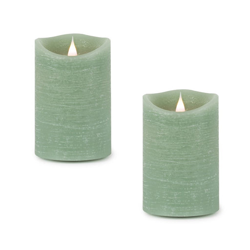 Melrose Simplux LED Designer Wax Candle with Remote, Set of 2, Green - 82666DS