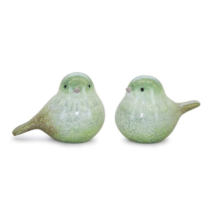 Melrose International Terra Cotta Bird Figurine, Set of 4, Green/White