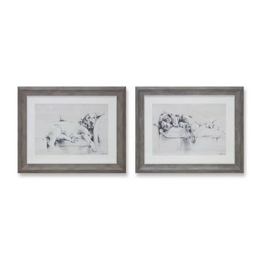 Melrose International Framed Dog Print, Set of 2, Grey/White - 82799DS