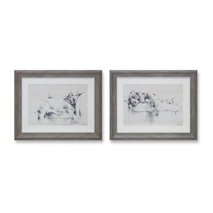 Melrose International Framed Dog Print, Set of 2, Grey/White - 82799DS