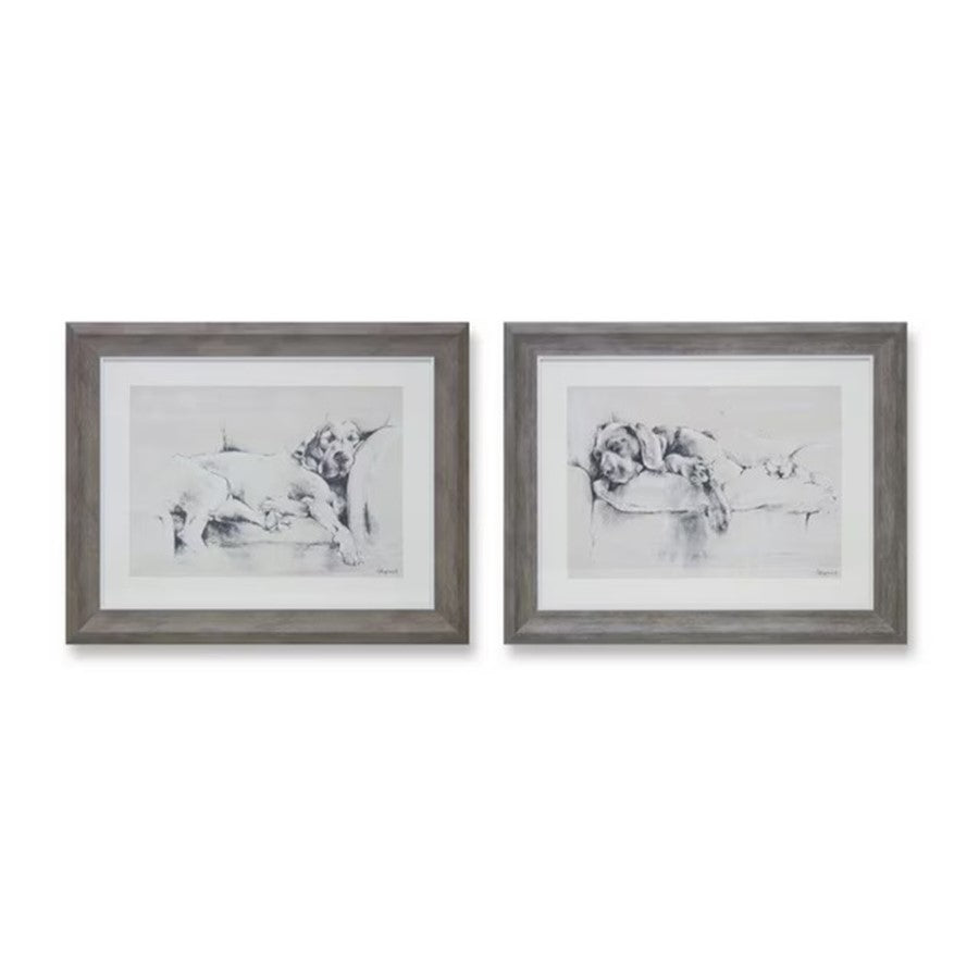 Melrose International Framed Dog Print, Set of 2, Grey/White - 82799DS