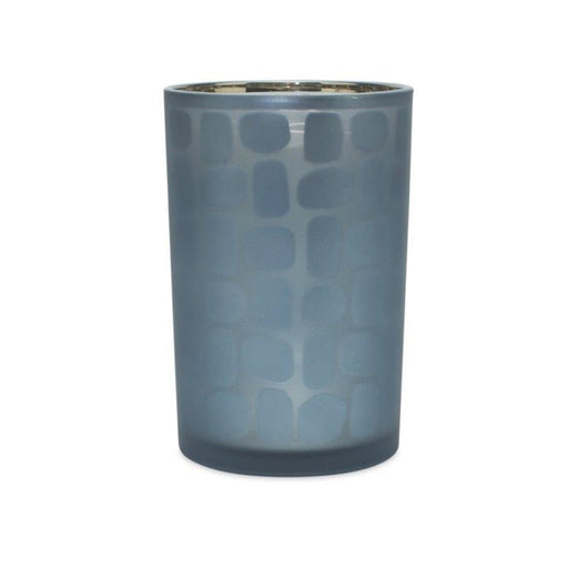 Melrose International Frosted Glass Candle Holder, Set of 2, Blue