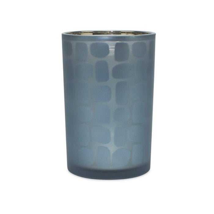 Melrose International Frosted Glass Candle Holder, Set of 2, Blue