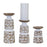 Melrose Leaf Pattern Candle Holder/Wood Design, Set of 3, Brown/White - 82827DS