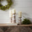 Melrose Leaf Pattern Candle Holder/Wood Design, Set of 3, Brown/White