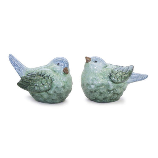 Melrose International Blue/Green Terra Cotta Bird Figurine, Set of 2 - 82835DS