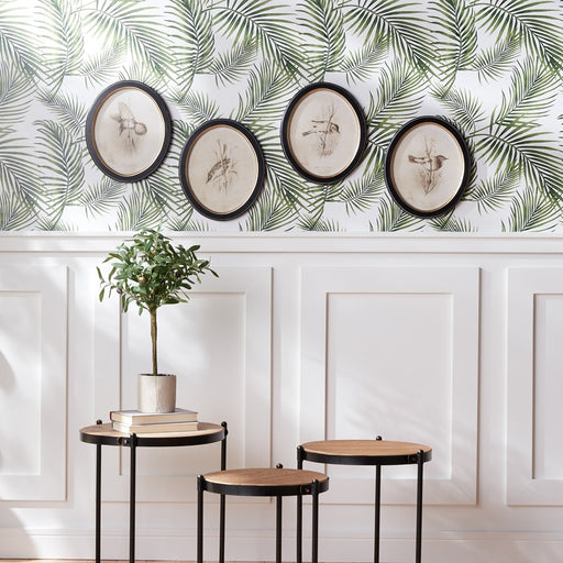 Melrose International Framed Bird Print, Set of 4, Beige/Black