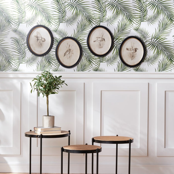 Melrose International Framed Bird Print, Set of 4, Beige/Black