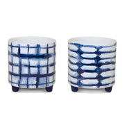Melrose Tie-Dye Design Footed Planter (Set of 2), Blue/White - 82840DS
