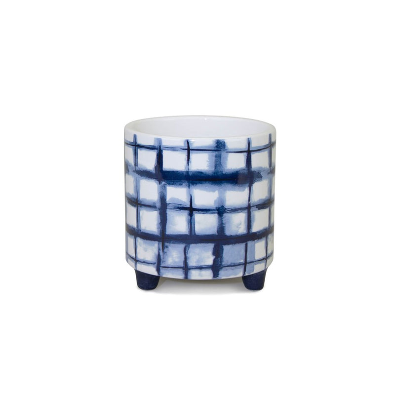 Melrose Tie-Dye Design Footed Planter (Set of 2), Blue/White