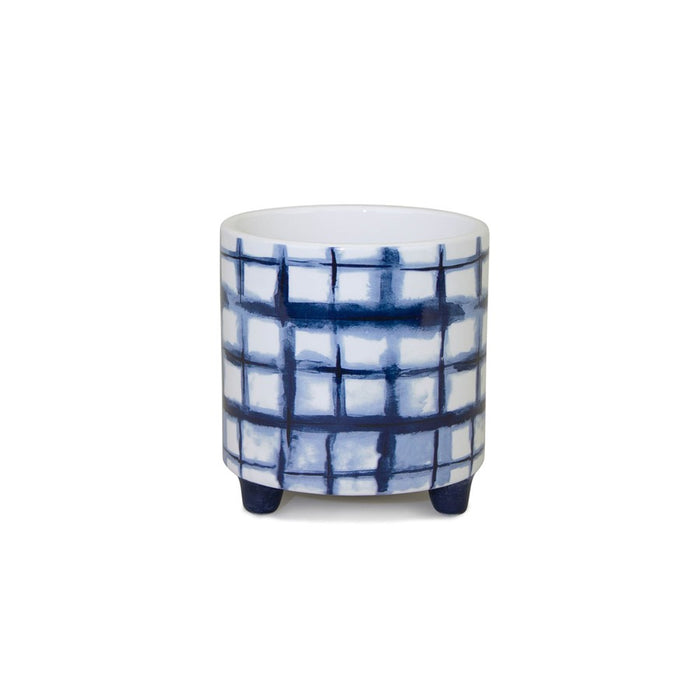 Melrose Tie-Dye Design Footed Planter (Set of 2), Blue/White