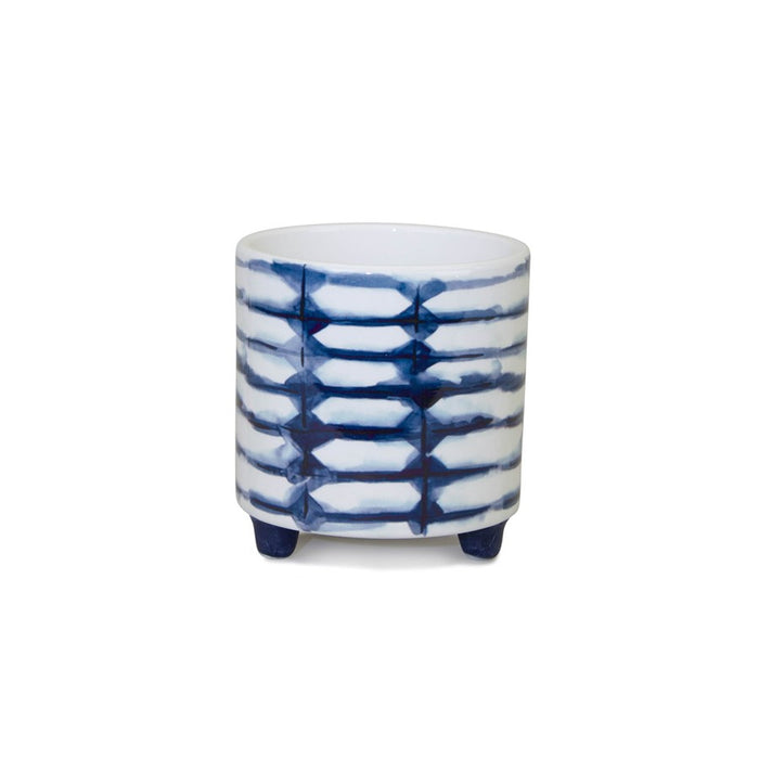 Melrose Tie-Dye Design Footed Planter (Set of 2), Blue/White