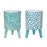 Melrose Blue Patterned Pot/Legs, Set of 2, Blue/White/Blue - 82842DS