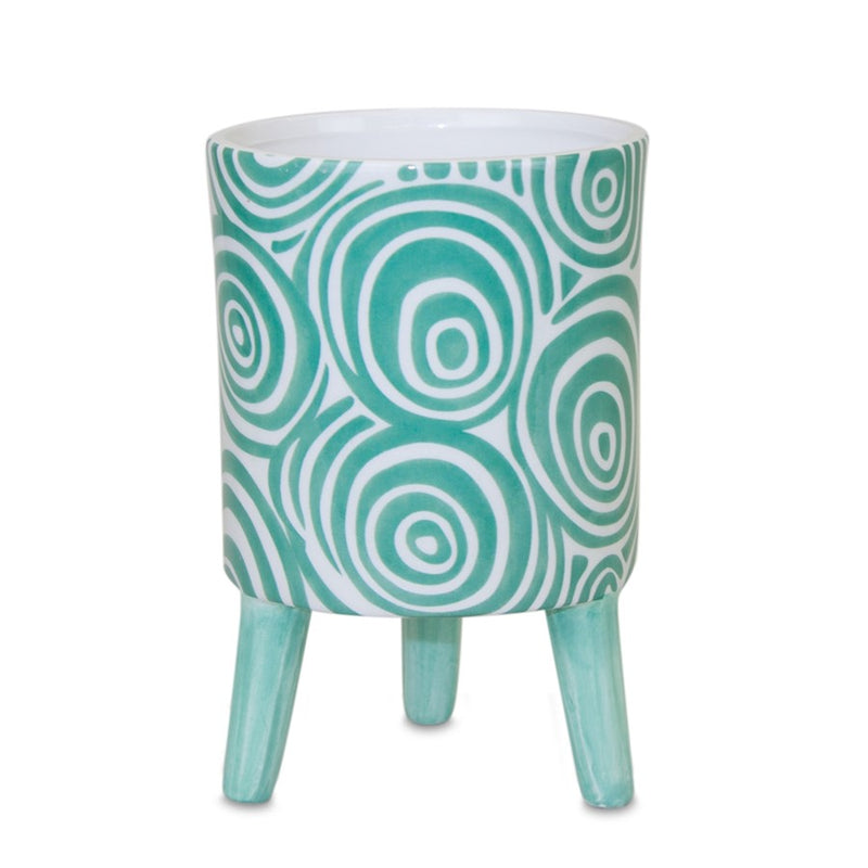 Melrose Blue Patterned Pot/Legs, Set of 2, Blue/White/Blue
