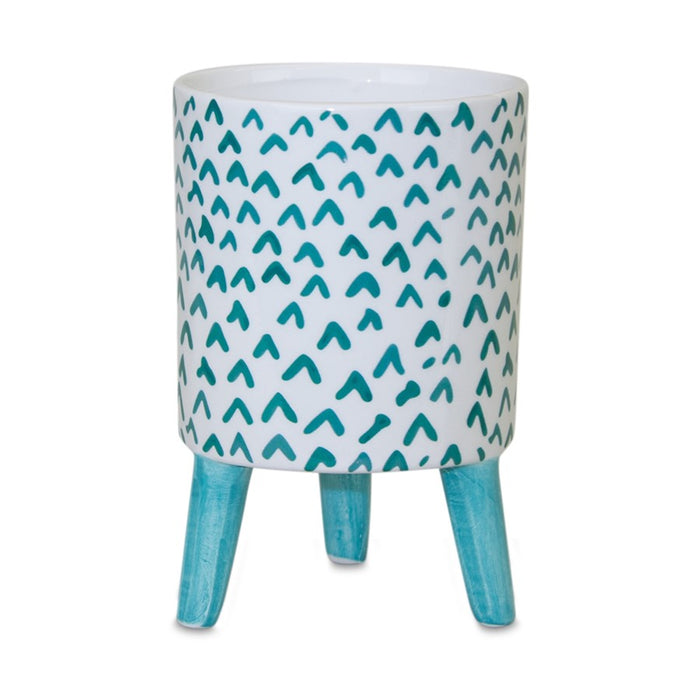 Melrose Blue Patterned Pot/Legs, Set of 2, Blue/White/Blue