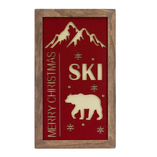 Melrose Ski Lodge Plaque Wall Art, Set of 3, Red/Blue/Green