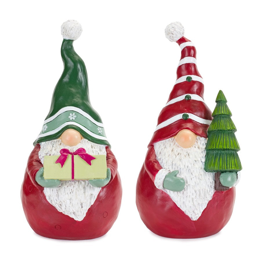 Melrose International Holiday Gnome/Tree/Present, Set of 2, Green/Red - 83041DS
