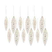 Melrose International White Frosted Pinecone Drop Ornament, Set of 12 - 83094DS