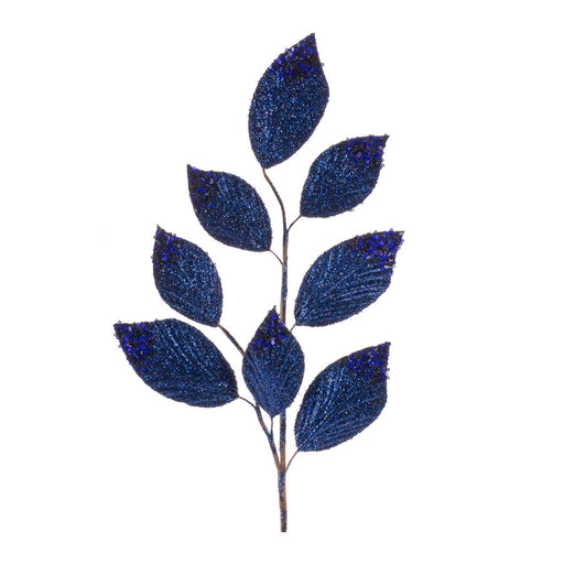 Melrose International Magnolia Leaf Spray/Bead Accent, Set of 6, Blue