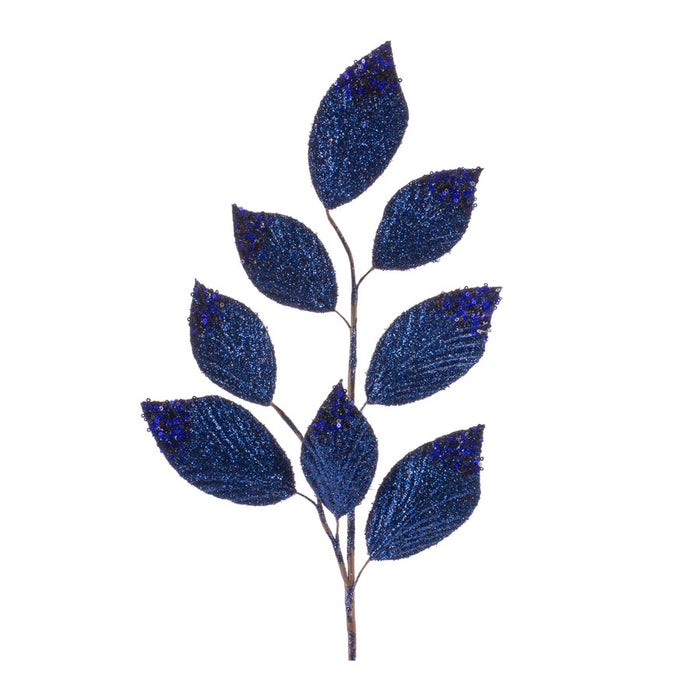 Melrose International Magnolia Leaf Spray/Bead Accent, Set of 6, Blue