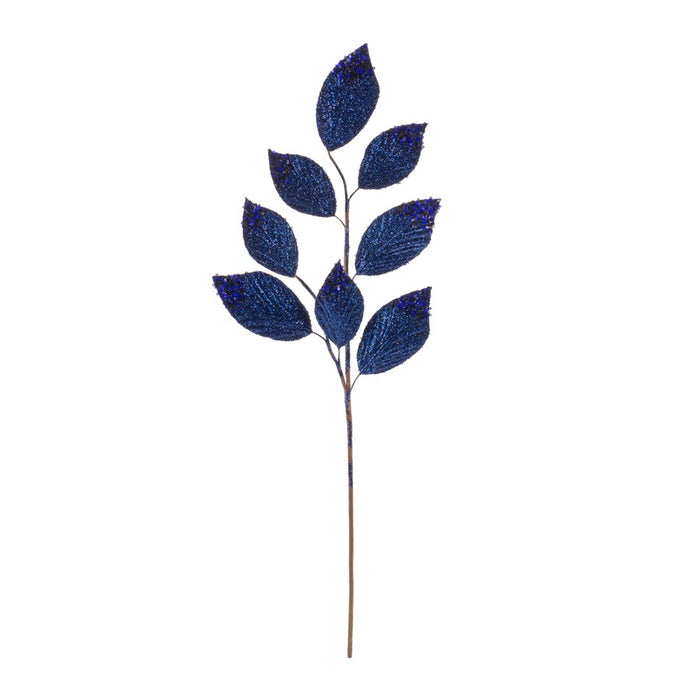 Melrose International Magnolia Leaf Spray/Bead Accent, Set of 6, Blue