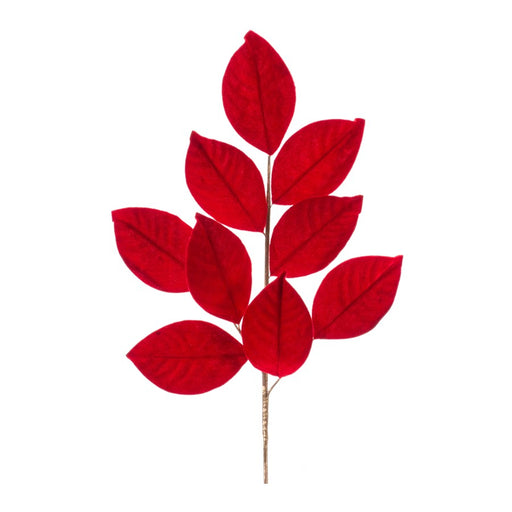 Melrose International Flocked Magnolia Leaf Spray, Set of 6, Red/Brown