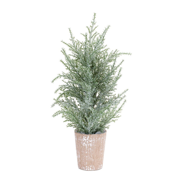Melrose Frosted Holiday Pine Tree, Paper Pot, Set of 4, Green/White