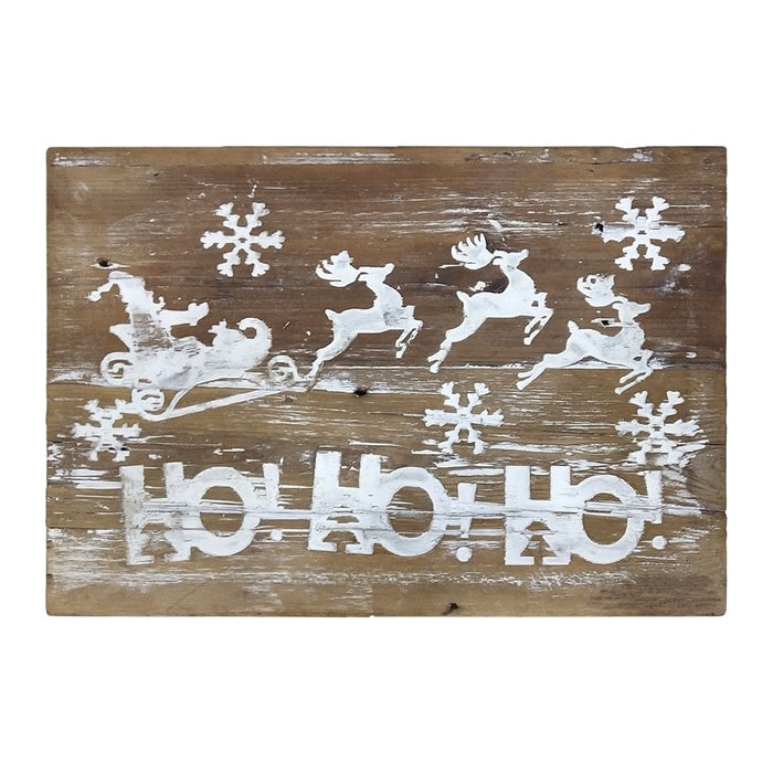 Melrose International Wood "Ho Ho Ho" Wall Sign 19.5"L, Brown/White - 83285DS