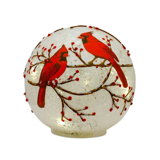 Melrose LED Frosted Cardinal Orb/Berry Branch Design, Set of 3, White