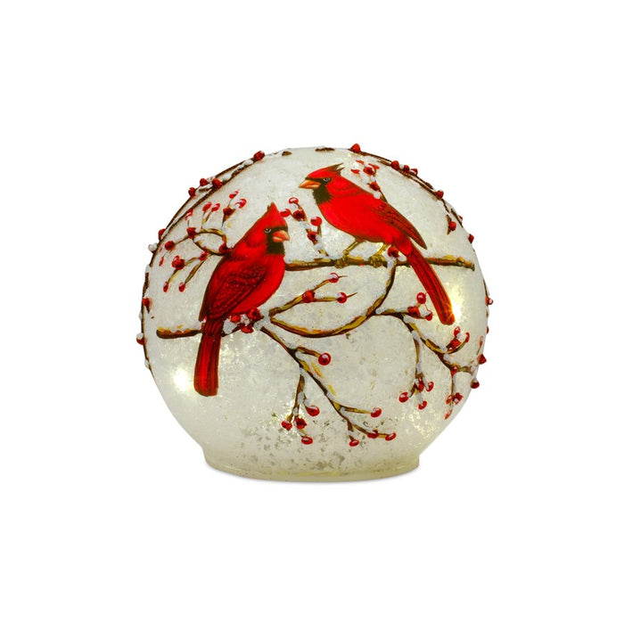 Melrose LED Frosted Cardinal Orb/Berry Branch Design, Set of 3, White