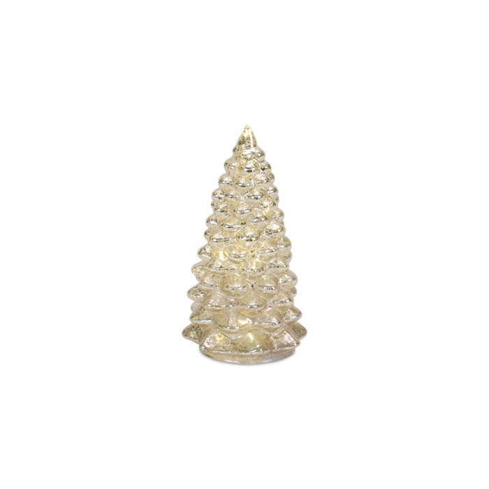 Melrose LED Lighted Mercury Glass Holiday Tree Decor, Set of 4, Silver