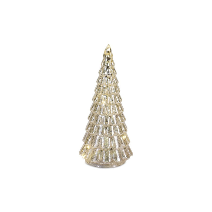 Melrose LED Lighted Mercury Glass Holiday Tree Decor, Set of 4, Silver