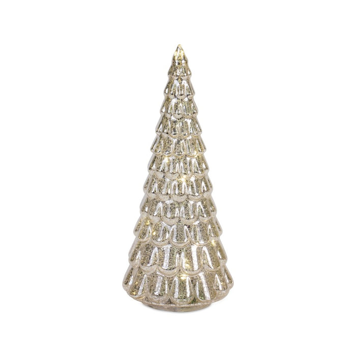 Melrose LED Lighted Mercury Glass Holiday Tree Decor, Set of 4, Silver