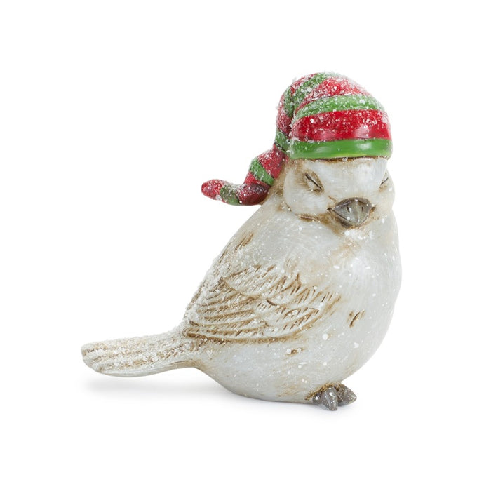 Melrose Winter Bird Figurine/Stocking Hat, Set of 12, White/Green/Red