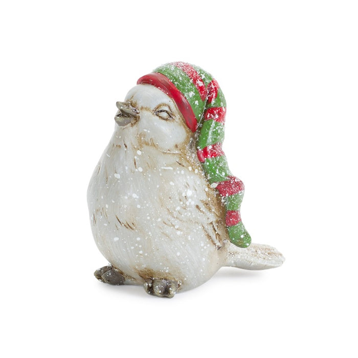 Melrose Winter Bird Figurine/Stocking Hat, Set of 12, White/Green/Red