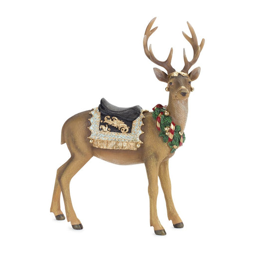 Melrose Holiday Deer Figurine/Gold Accents, Set of 2, Brown/Black
