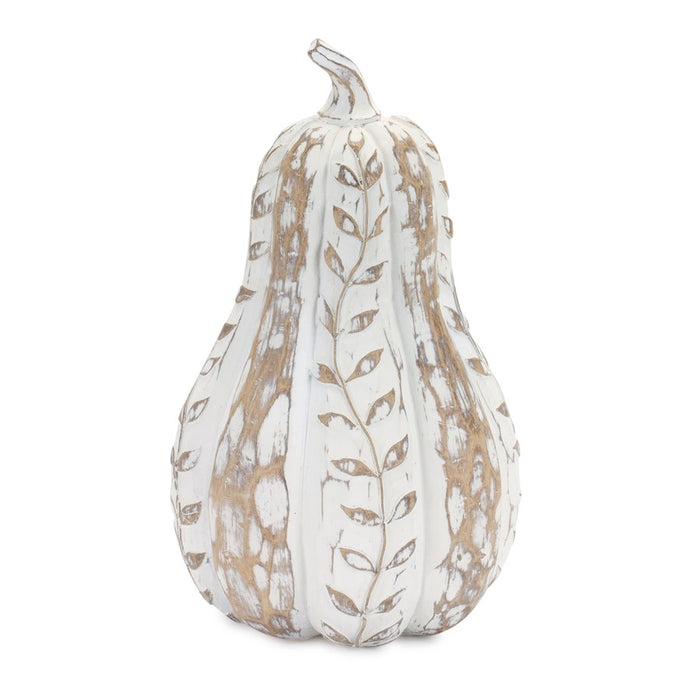Melrose White Washed Wood Design Pumpk,/Leaf Pattern, Set of 3