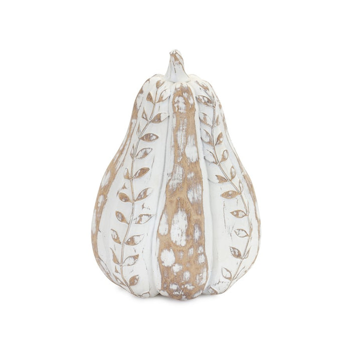 Melrose White Washed Wood Design Pumpk,/Leaf Pattern, Set of 3