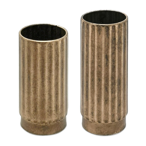 Melrose Ribbed Copper Metal Cylinder Vase, Set of 2, CoppeRed - 83434DS