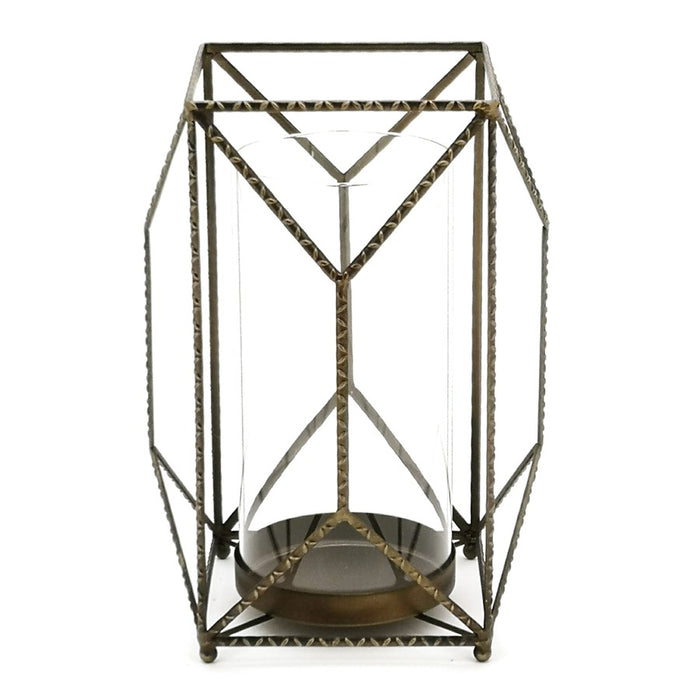 Melrose Geometric Iron Candle Holder/Hurricane, Gold - 83435DS