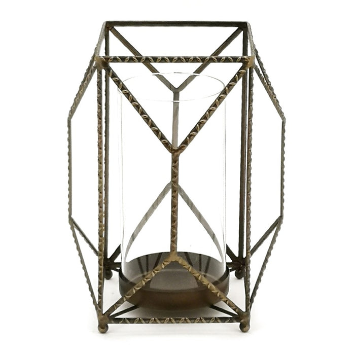 Melrose International Geometric Iron Candle Holder 10"H, Gold - 83436DS