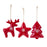 Melrose Modern Shape Ornament/Snowflake Print, Set of 12, Red/White