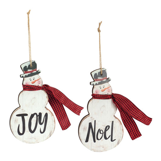 Melrose Metal Snowman Sentiment Ornament/Scarf, Set of 6, Red/White/Bl