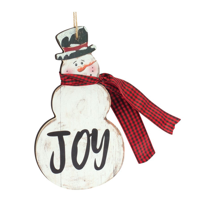 Melrose Metal Snowman Sentiment Ornament/Scarf, Set of 6, Red/White/Bl