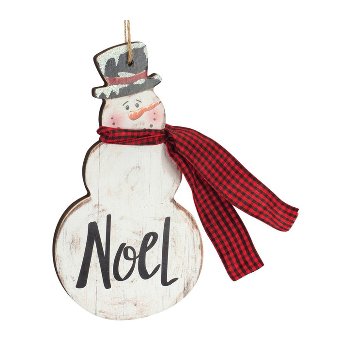 Melrose Metal Snowman Sentiment Ornament/Scarf, Set of 6, Red/White/Bl