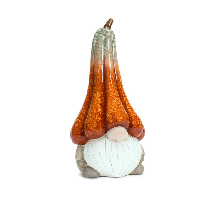 Melrose Terra Cotta Gnome/Pumpkin, Hat, Set of 2, Orange/White