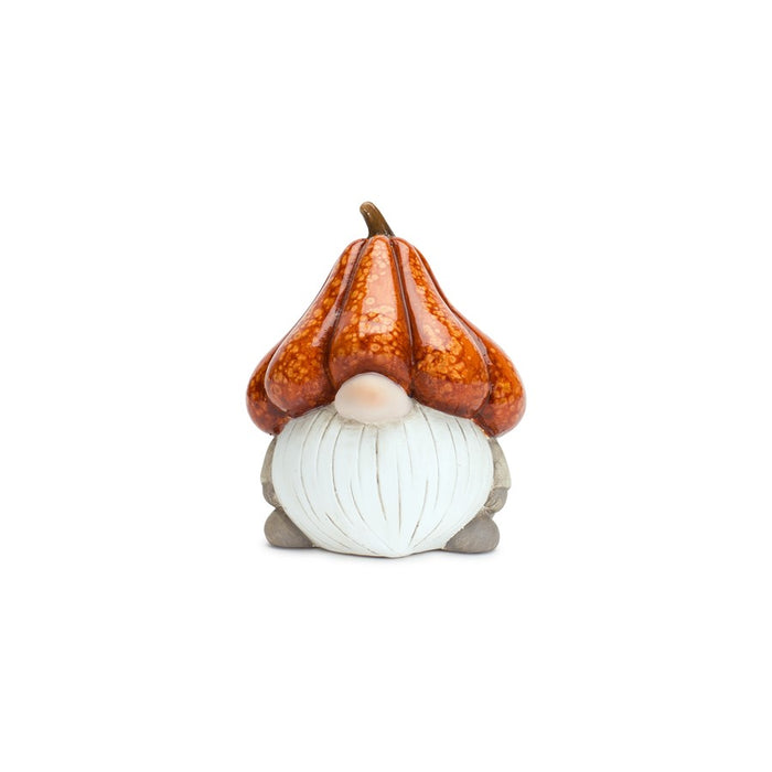 Melrose Terra Cotta Gnome/Pumpkin, Hat, Set of 2, Orange/White