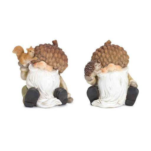 Melrose Harvest Gnome Figurine/Acorn Hat/Woodland Friends, Set of 2, B - 83474DS