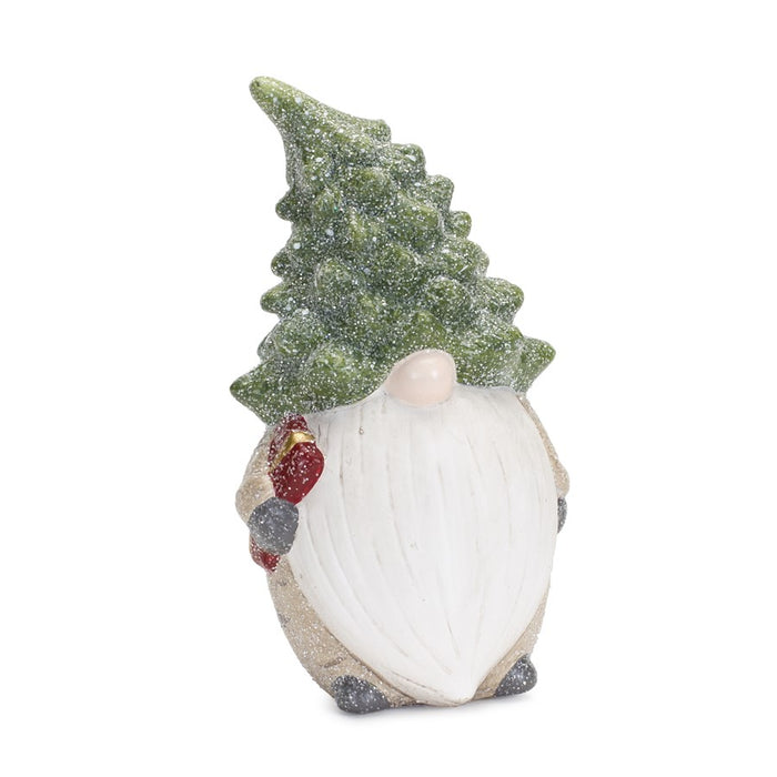 Melrose Terra Cotta Gnome Figurine/Pine Tree Hat, Set/2, Green/Beige
