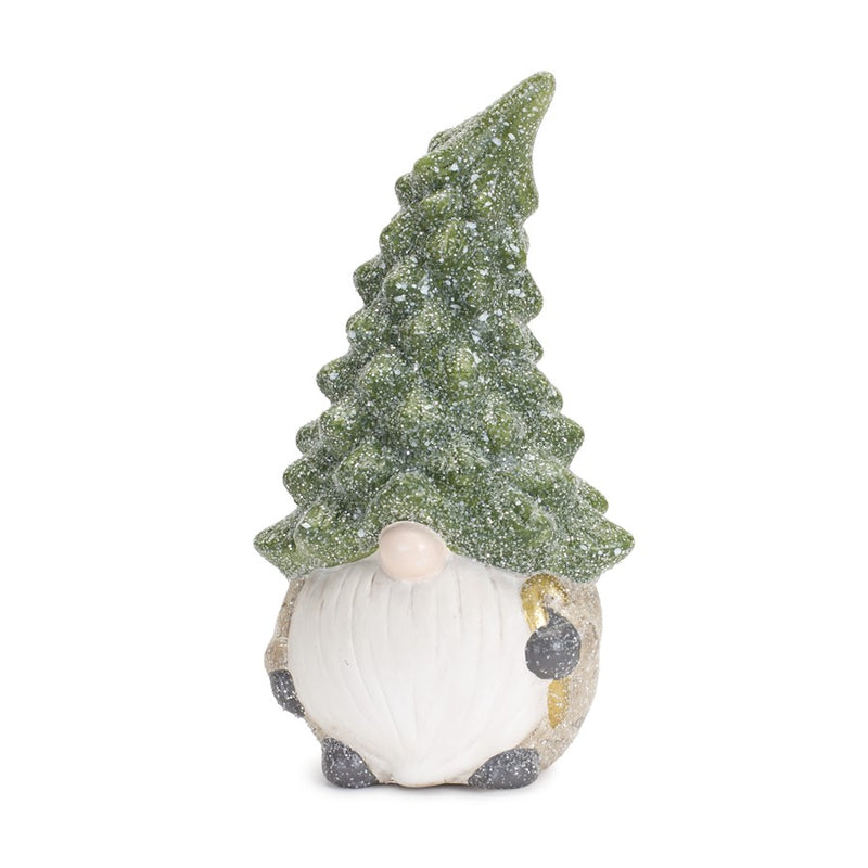 Melrose Terra Cotta Gnome Figurine/Pine Tree Hat, Set/2, Green/Beige